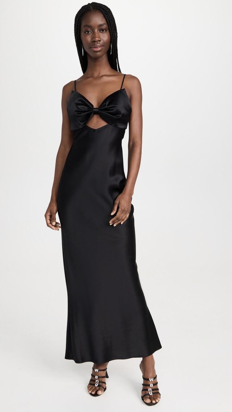 Fleur du Mal Bow Slip Dress Black - 0